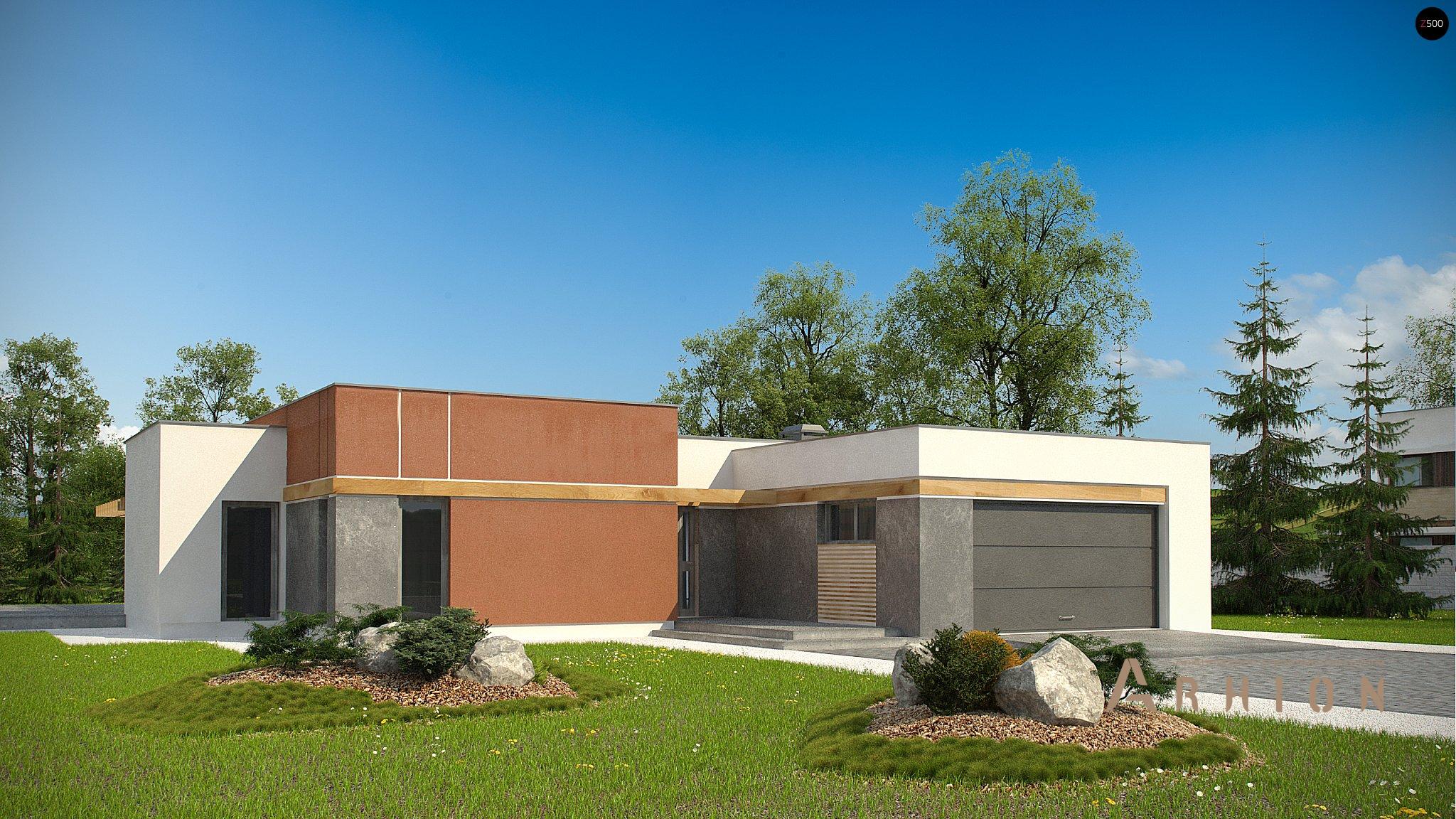 1. Проект одноэтажного дома в стиле минимализм с плоской кровлей , Zx101 GP2, площадью - 194 кв c терассой, гаражом